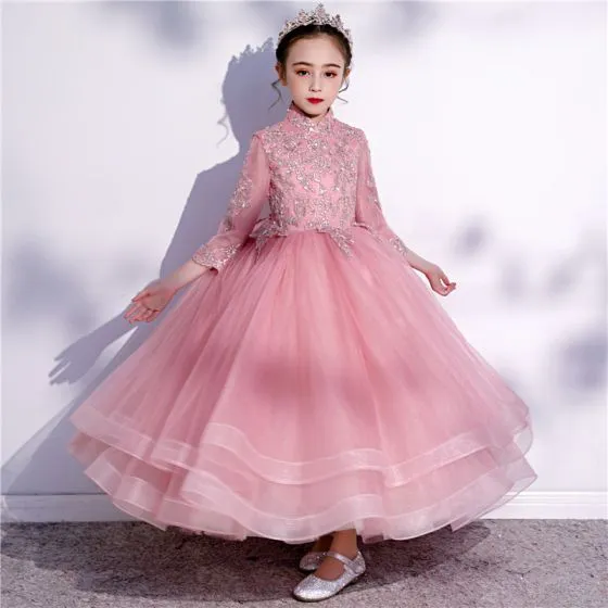 Vintage / Retro Candy Pink Birthday Flower Girl Dresses 2020 Ball Gown ...