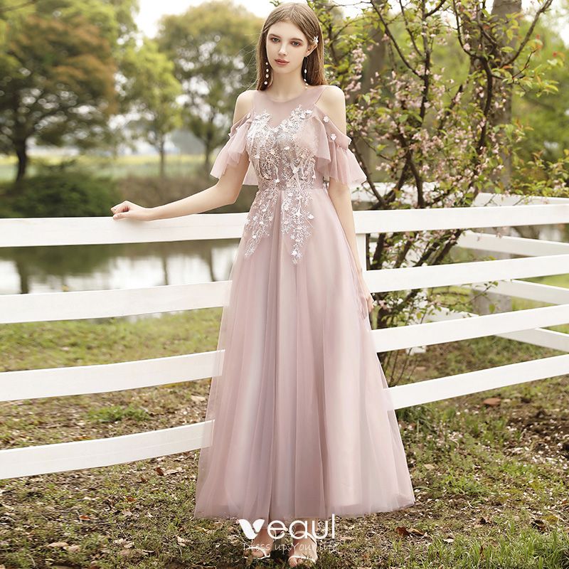 Affordable Blushing Pink Bridesmaid Dresses 2020 A-Line / Princess ...