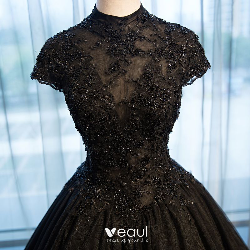 black beaded ball gown