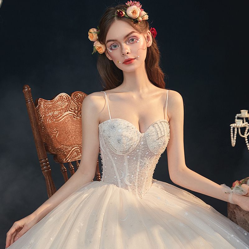 Stunning Star Corset Champagne Ball Gown Bridal Summer
