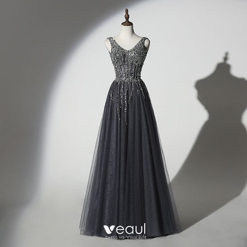 grey and black gown