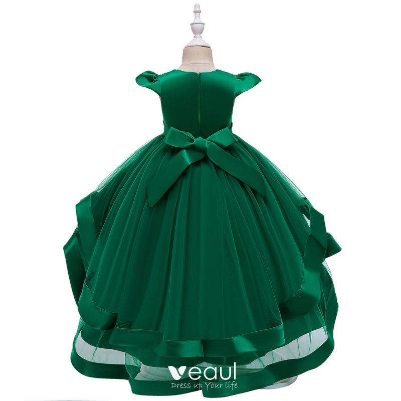 Vintage / Retro Dark Green Birthday Flower Girl Dresses 2020 Princess ...