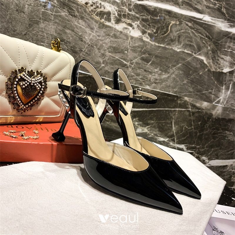 Charming Black Street Wear Womens Sandals 2020 Leather 8 cm Stiletto ...