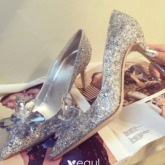 Luxury / Gorgeous Champagne Handmade Cinderella Wedding Shoes 2019 ...