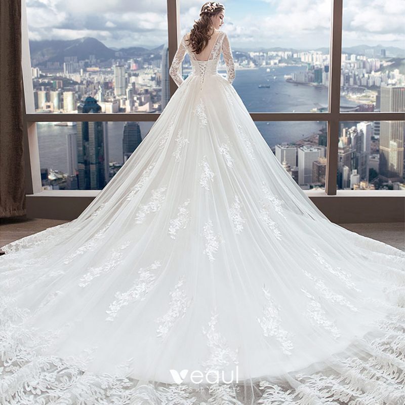 Chic / Beautiful White Wedding Dresses 2018 ALine