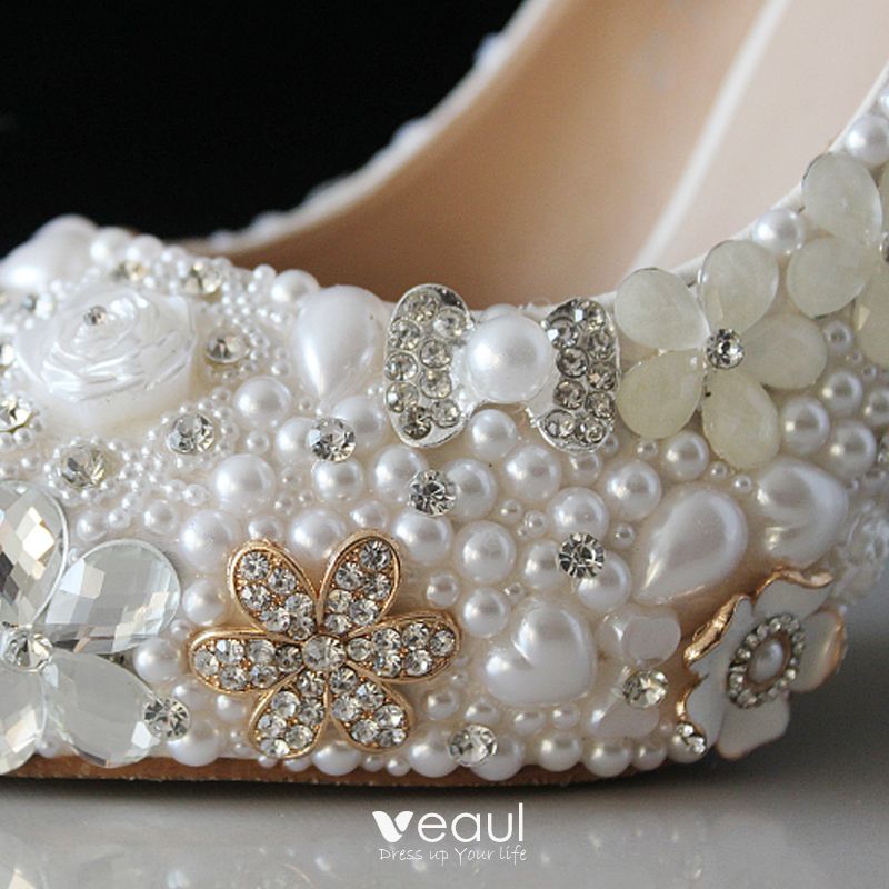 Swarovski AB Multi Crystal Bridal High Heel Peeptoe Ivory 