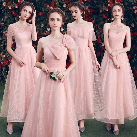 Affordable Pearl Pink Bridesmaid Dresses 2019 A Line Princess