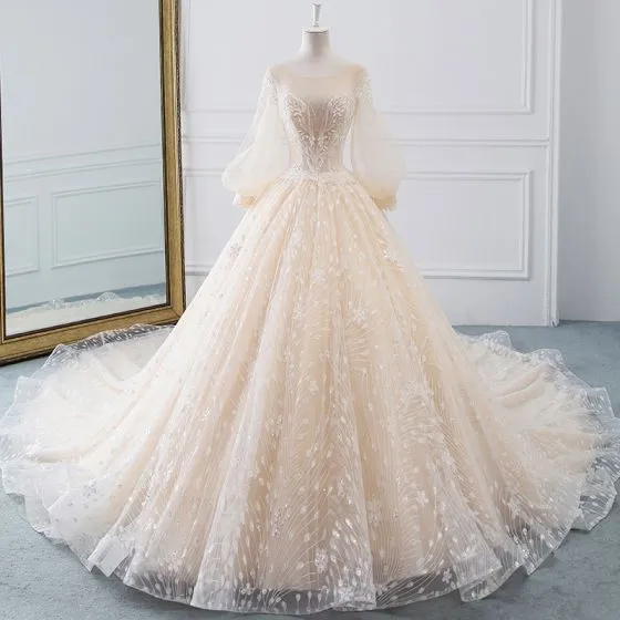 poofy wedding dresses with long trains