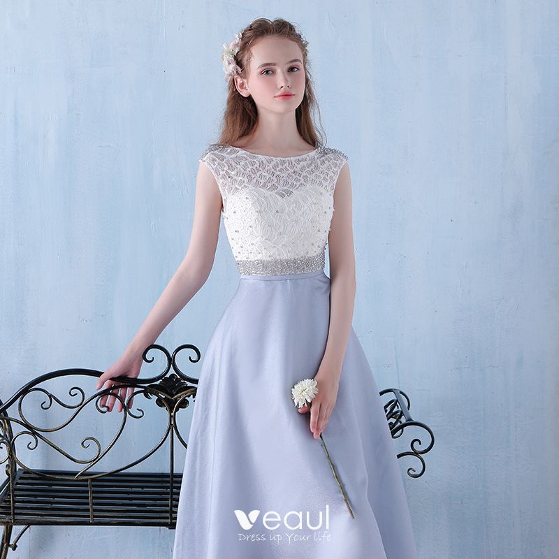 Classic Elegant White Evening Dresses 2017 A-Line / Princess Lace U ...