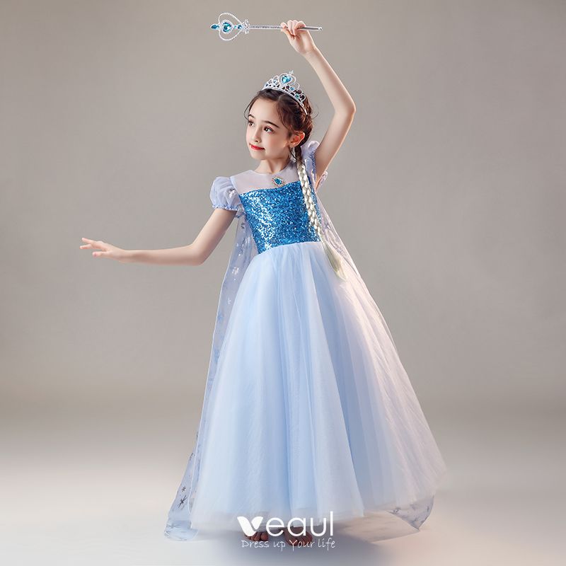 Frozen Costume Sky Blue Birthday Flower Girl Dresses 2020 Ball Gown See ...