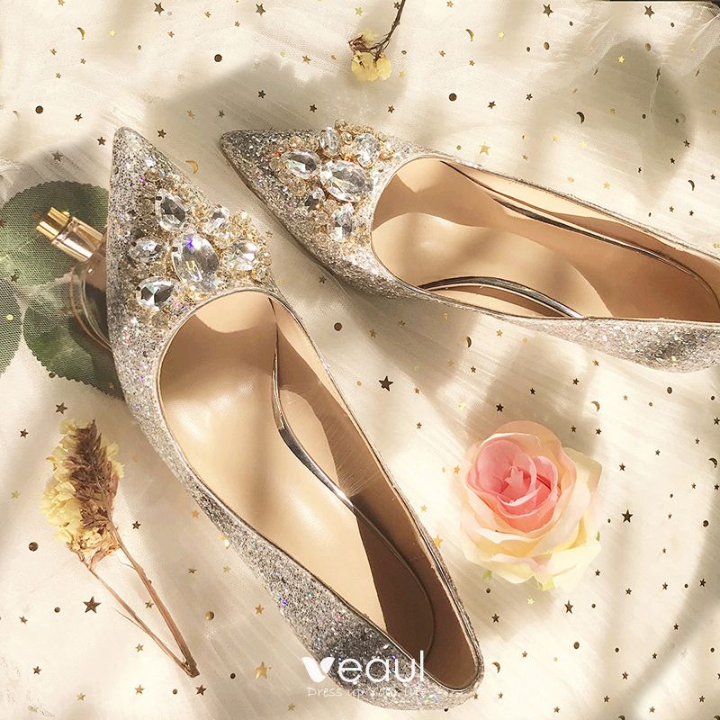 silver sparkly bridesmaid shoes