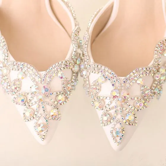 white sequin high heels