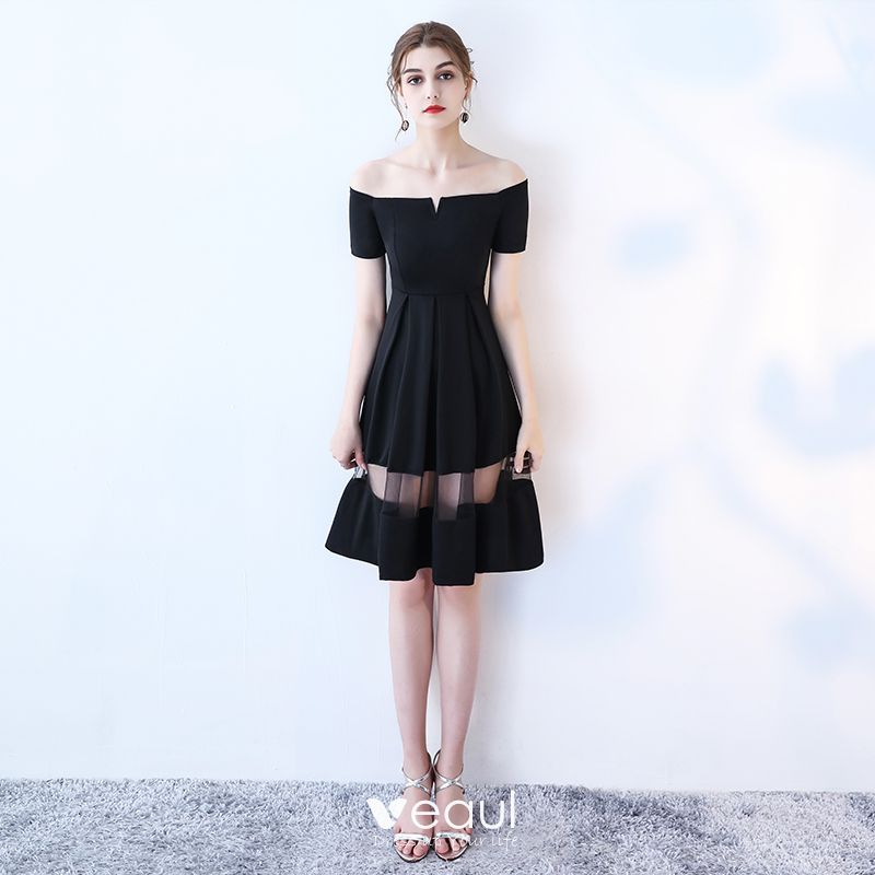 Modern / Fashion Party Dresses 2017 Black Short A-Line / Princess ...