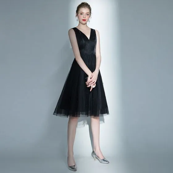 Fashion Black Homecoming Graduation Dresses 2020 A-Line / Princess V ...