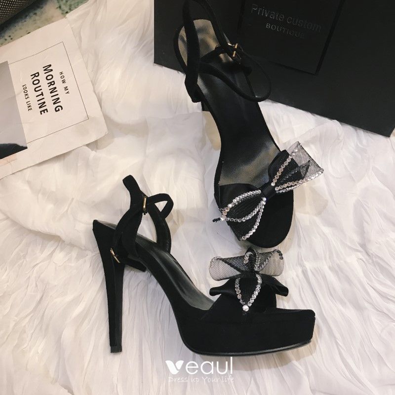 black cocktail heels