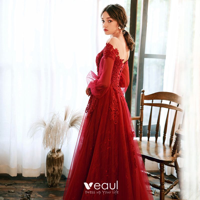 Elegant Red Evening Dresses 2020 A-Line ...