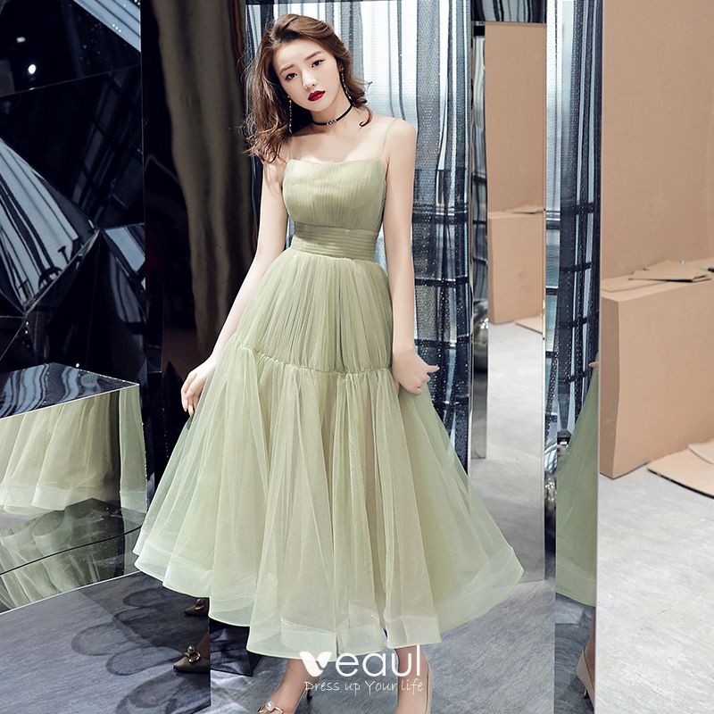 Modest / Simple Jade Green Homecoming Graduation Dresses 2019 A-Line ...