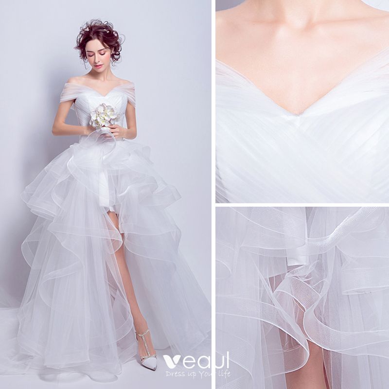 Chic Beautiful White Organza Summer Beach Wedding Dresses 2018