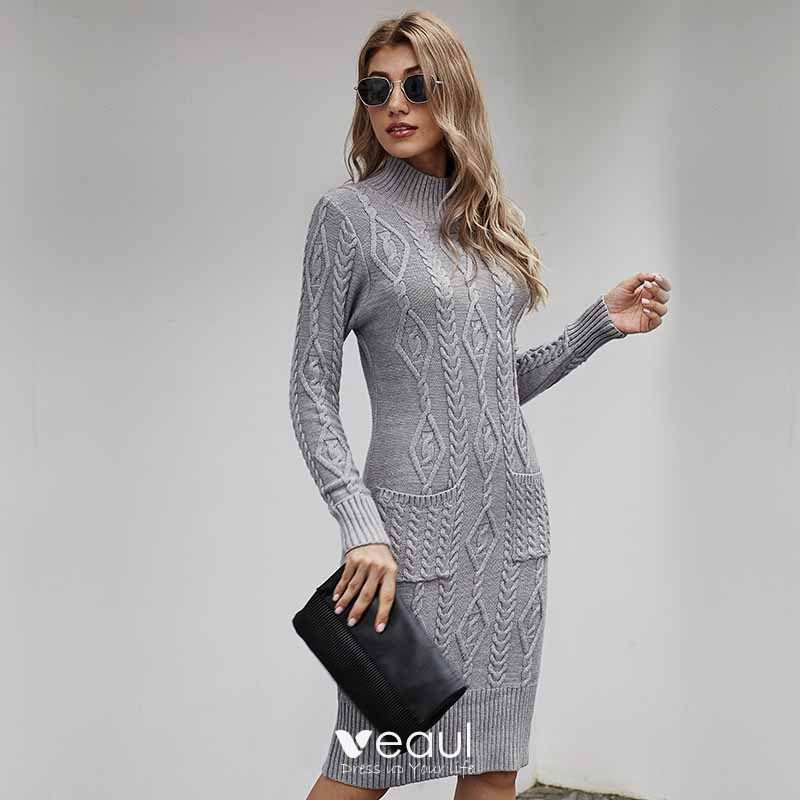 Knitted Sweater Sexy Dress Womens 2021 Autumn Winter Fashion Split