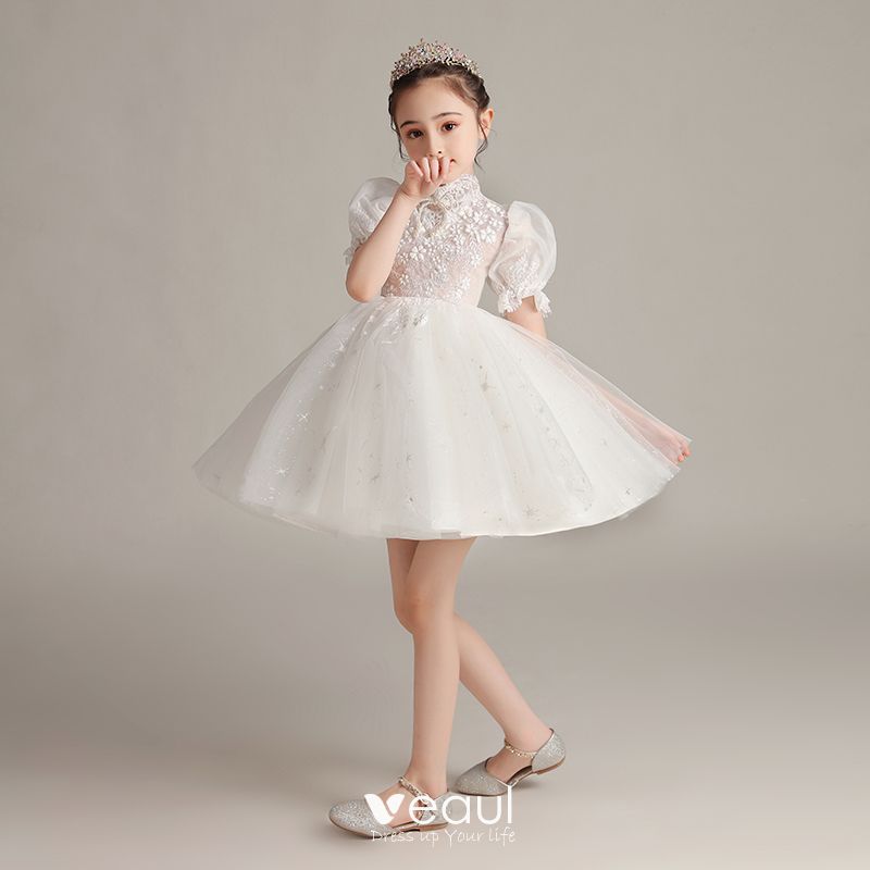 Victorian Style White Birthday Flower Girl Dresses 2020 Ball Gown High ...