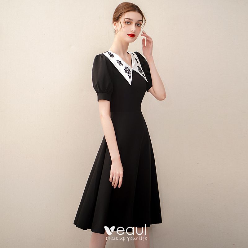 Elegant Black Satin Homecoming Graduation Dresses 2020 A-Line ...