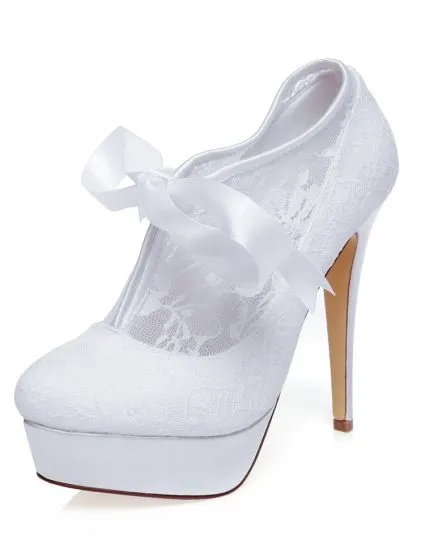 white lace platform heels