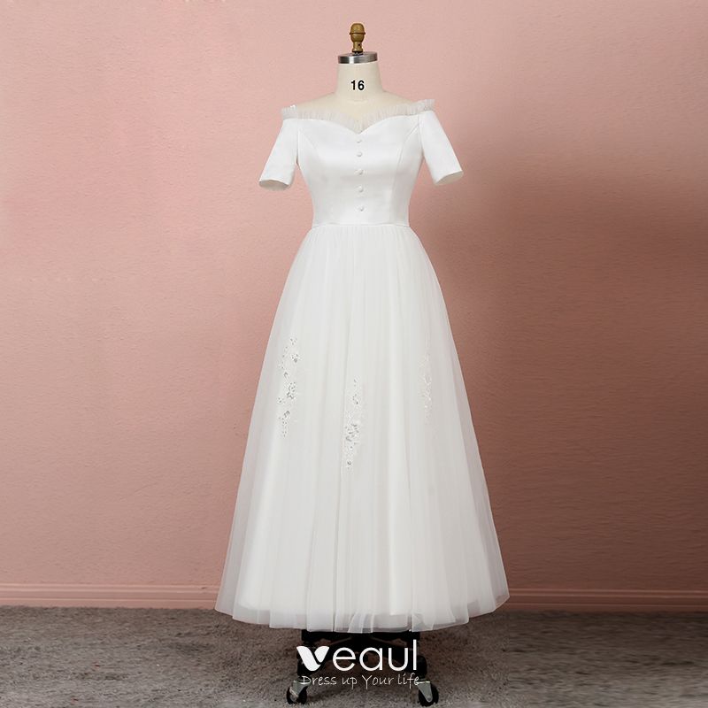 short ivory wedding dress plus size