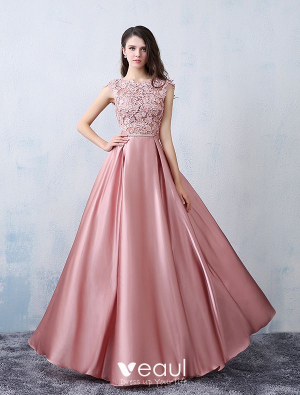Unique Satin Long Prom Dress, Flowers Satin Long Evening Dress – shopluu