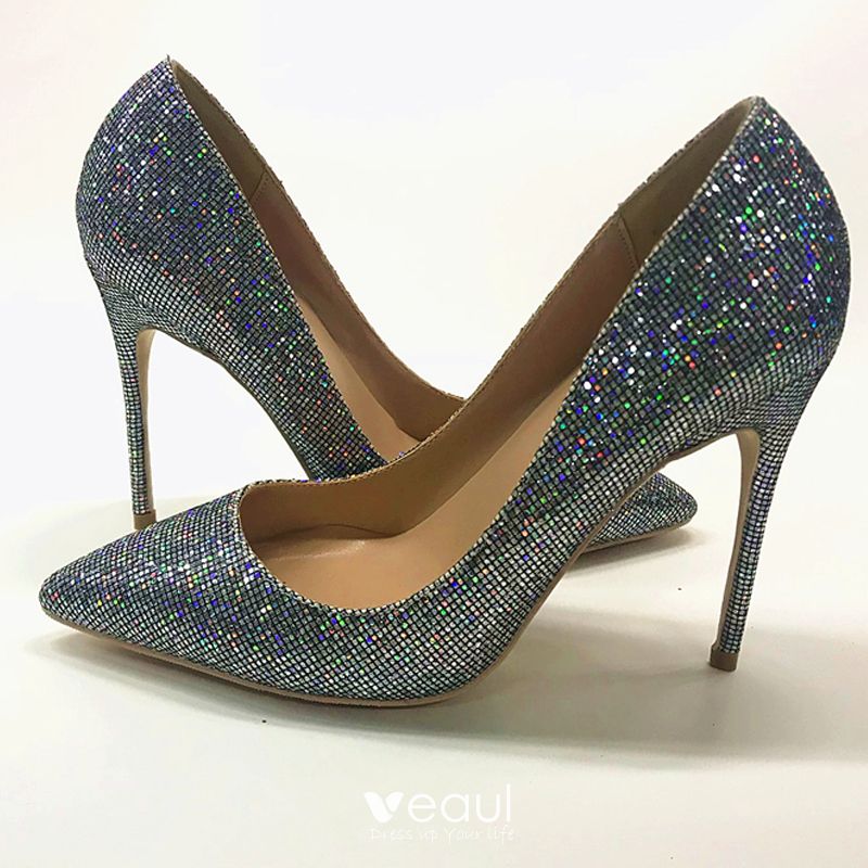 multi color sequin heels