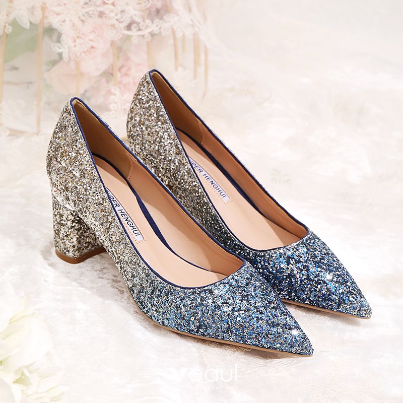 Sparkly Gradient-Color Fuchsia Wedding Shoes 2020 Glitter Sequins 6 cm ...