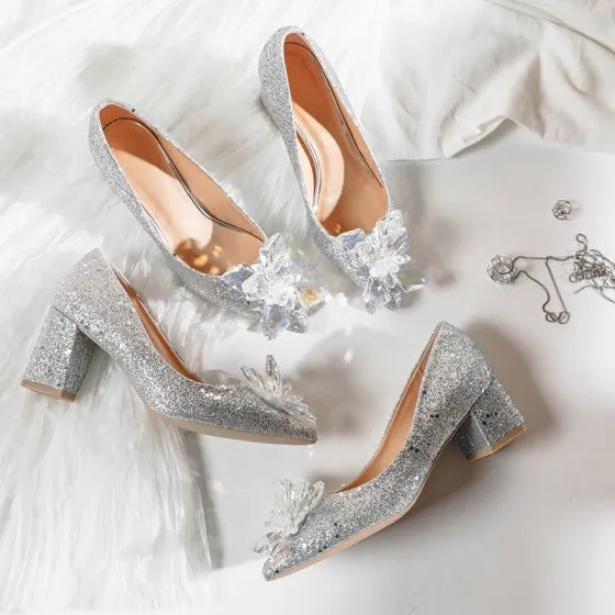 sparkly thick heels