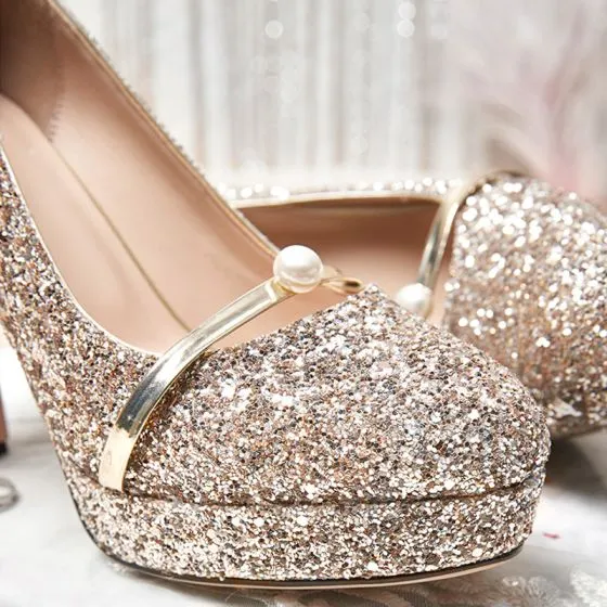 rose gold sparkly wedding shoes