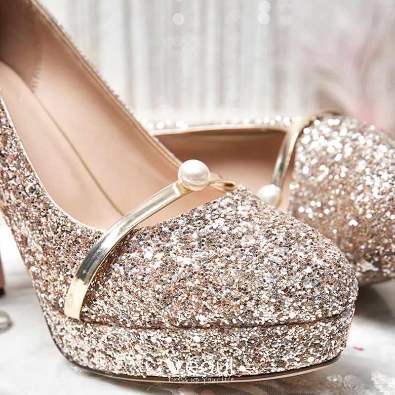 rose gold glitter wedding shoes
