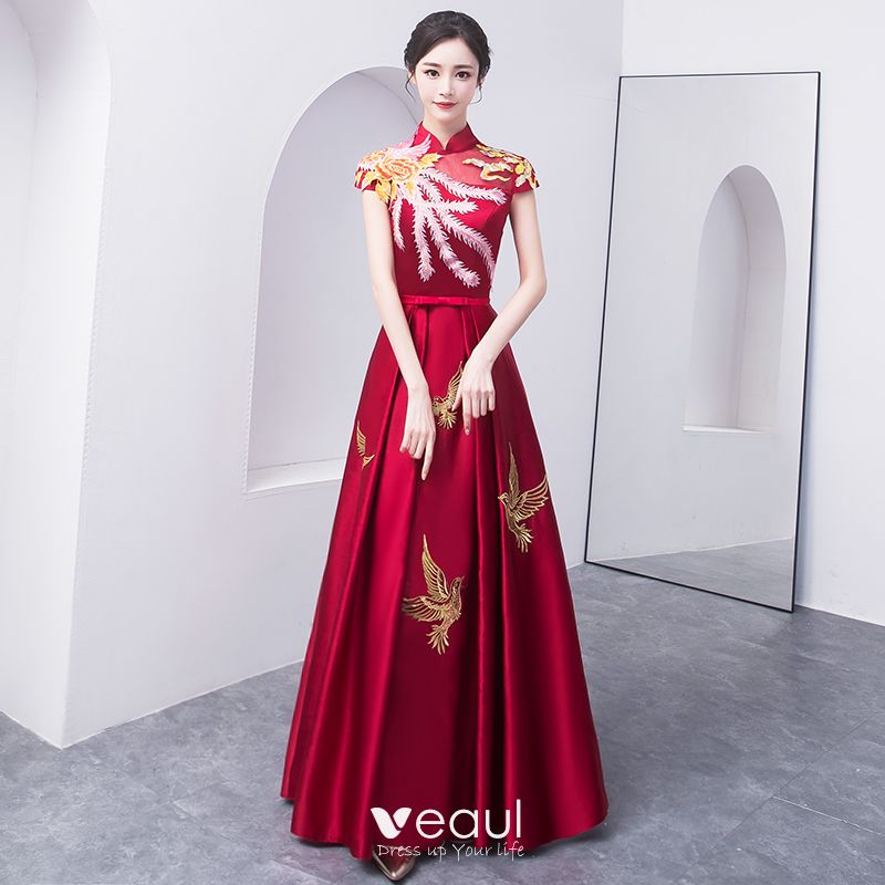 Chinese style Burgundy Evening Dresses ...