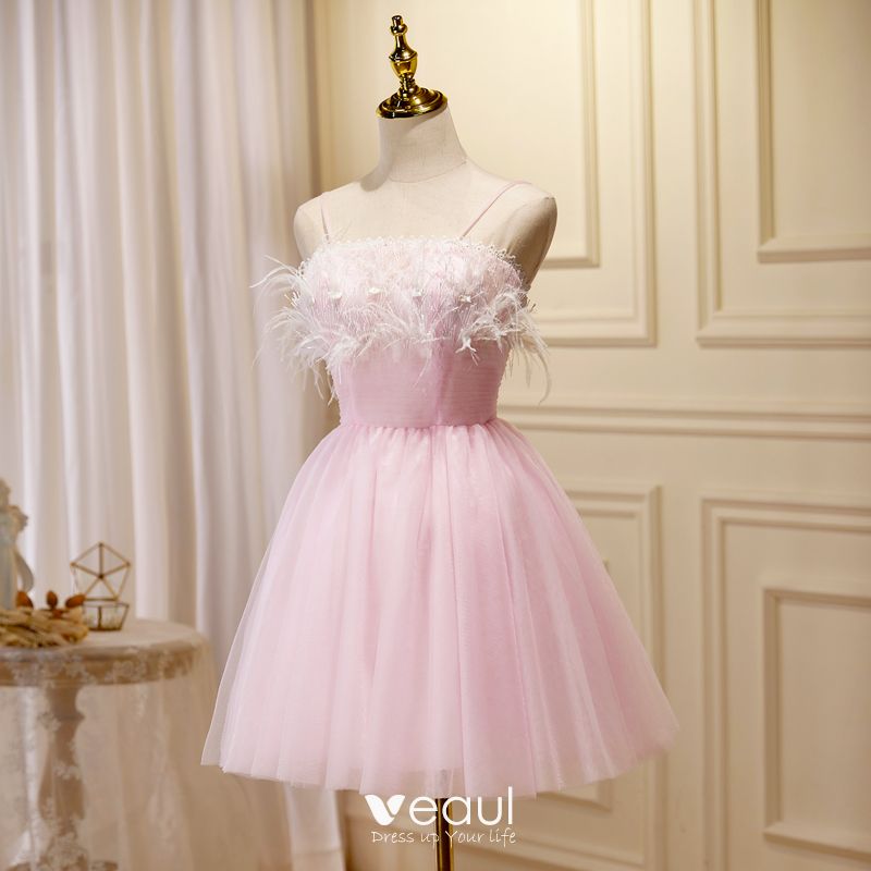 Sexy Blushing Pink Short Evening Party Party Dresses 2023 Spaghetti ...
