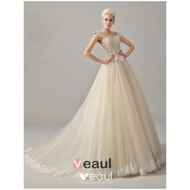 luxury-square-neckline-beading-corset-ball-gown-champagne-organza-wedding-dress