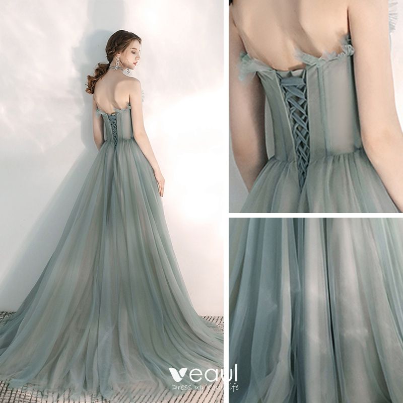 Elegant Sage Green Evening Dresses 2020 A-Line / Princess Sweetheart ...