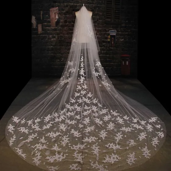 3 5m Tailing Super Long Lace Veil Soft Yarn Material Wedding Veils 3 5m Tailing Super Long Lace Veil Soft Yarn Material