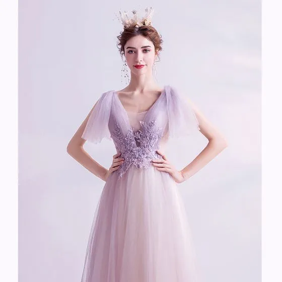 Chic / Beautiful Lavender Prom Dresses 2021 A-Line / Princess See ...