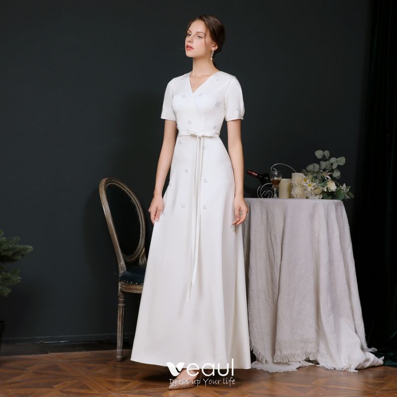 floor length white gown