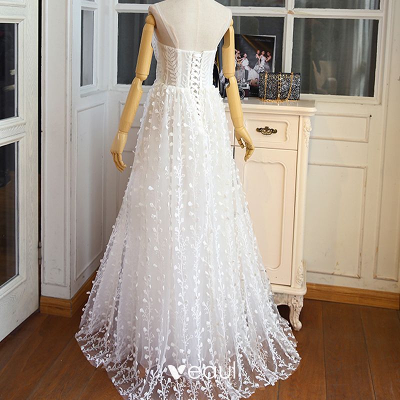Affordable Chic Beautiful Beach Wedding Dresses 2017 White A