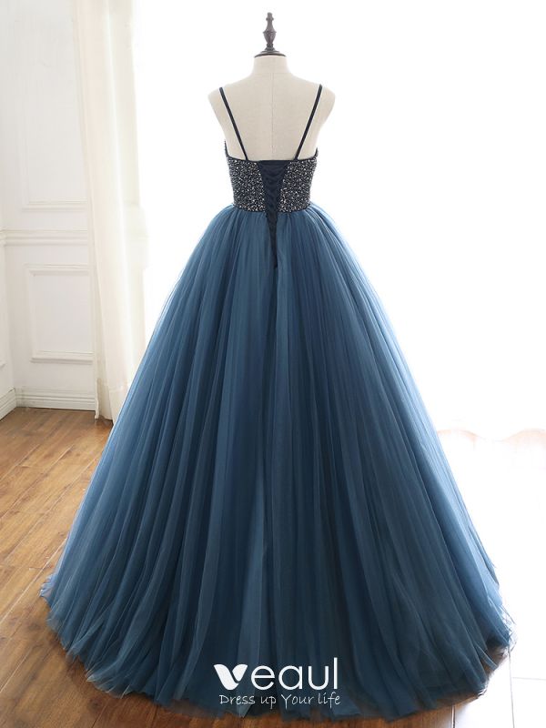 Charming Ocean Blue Prom Dresses 2019 A-Line / Princess Spaghetti ...