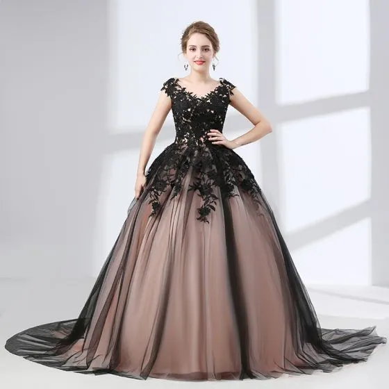 beautiful black ball gowns