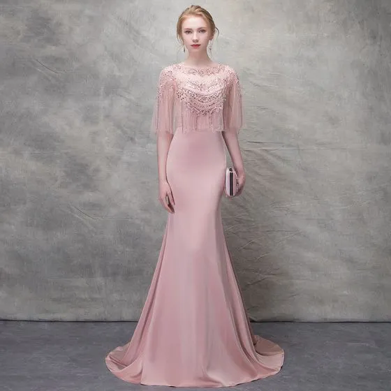 blush colored evening gowns