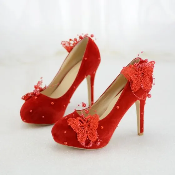 burgundy lace wedding shoes