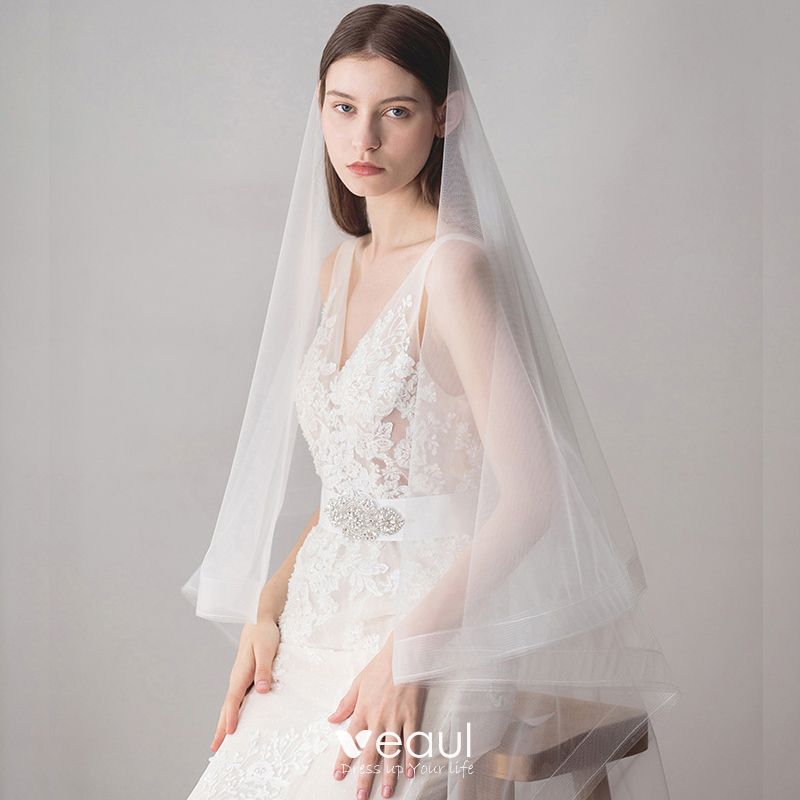 short white wedding veils