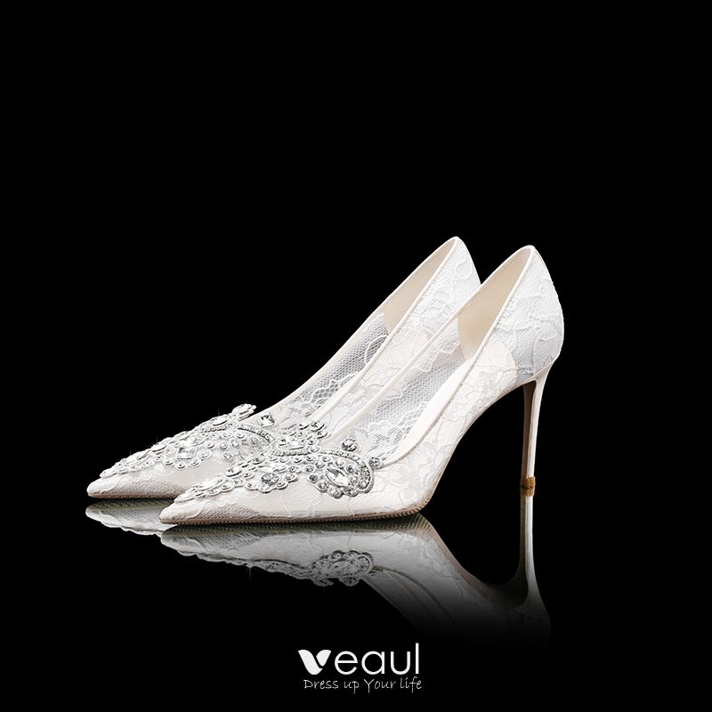 Luxury / Gorgeous White Wedding Shoes 