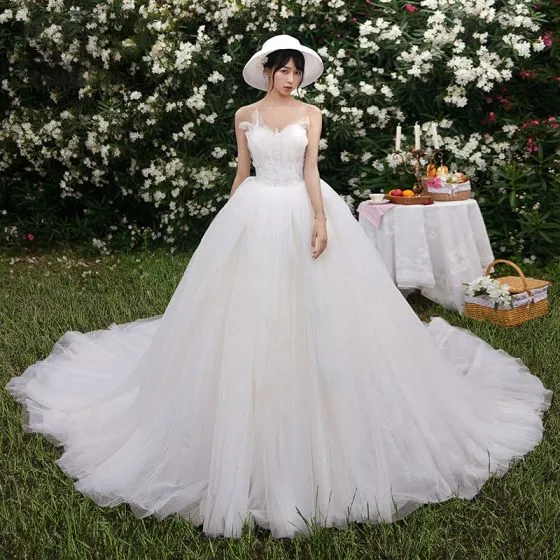 Modest / Simple Ivory Wedding Dresses 2019 Ball Gown Sweetheart ...