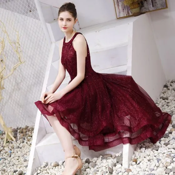 maroon lace cocktail dress