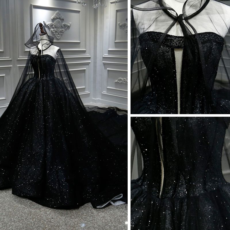 black glitter wedding dress